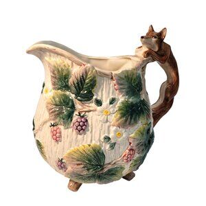 Fitz and Floyd Wild Berries 1990 Collection Fox Handle Pitcher 1.75 Qt Vintage